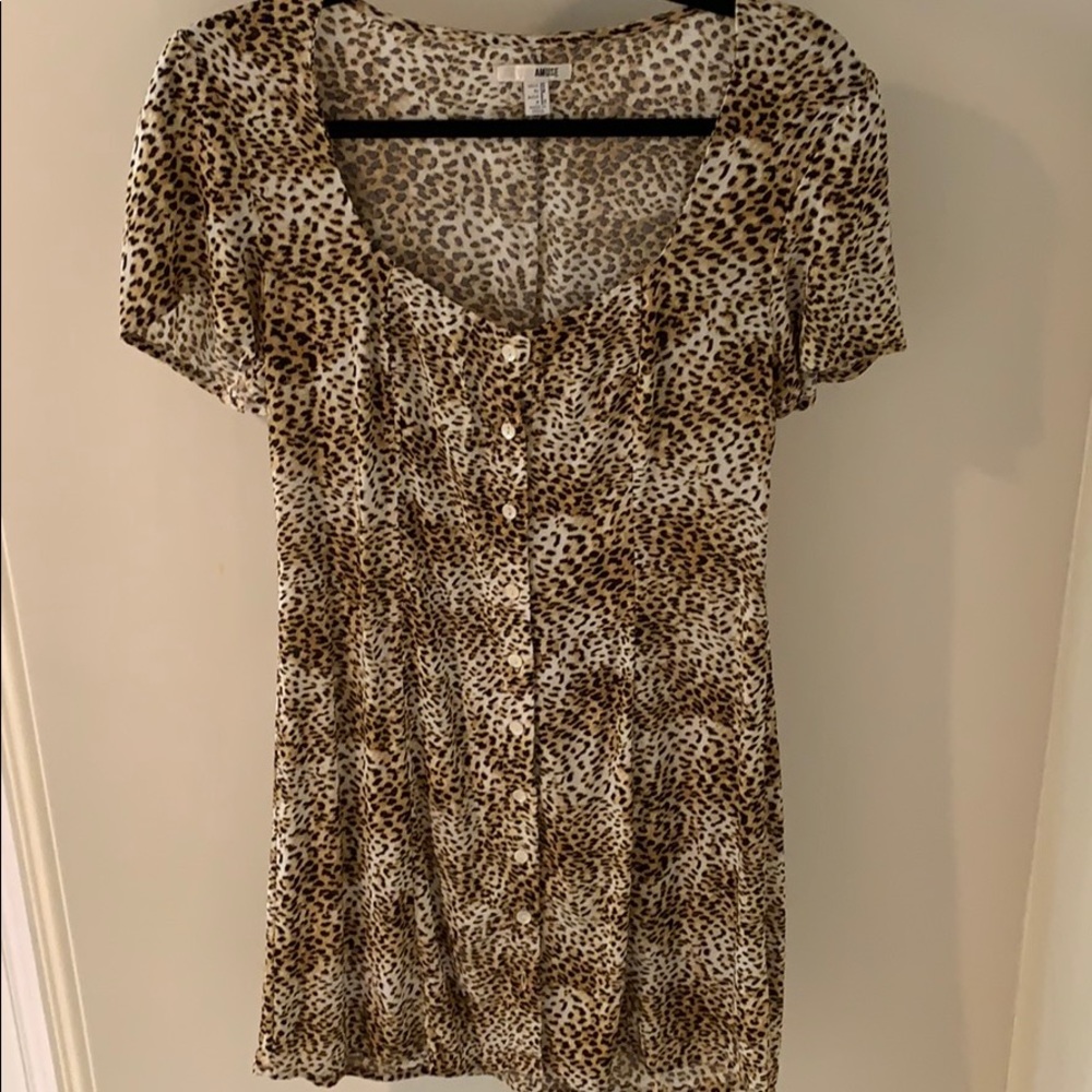 Cheetah Print button down dress !! Amuse Society